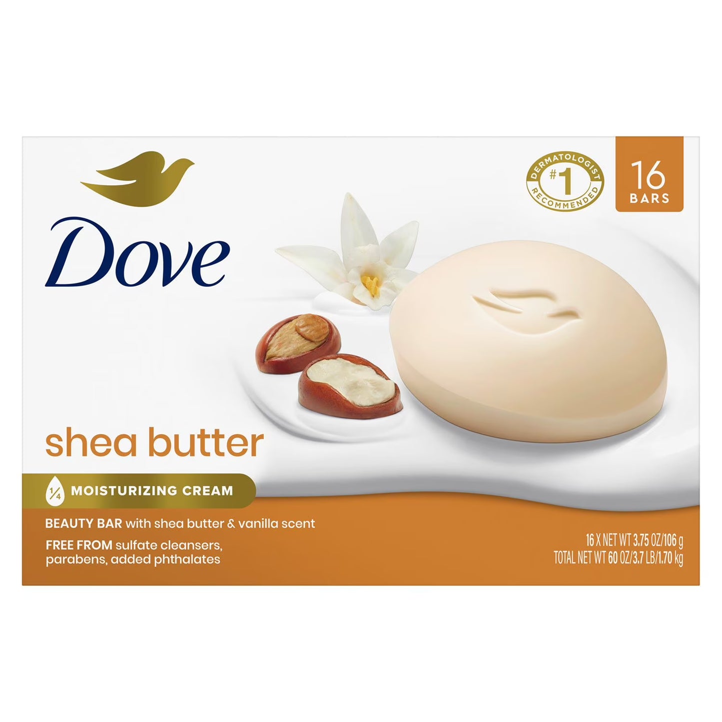 Dove Shea Butter & Vanilla Bar Soap - 16 Bars | Shop authentic international groceries from the USA, UK & Asia in Ghana. Get your favorite snacks, cereals, sauces, and household essentials delivered fast in Accra and across Ghana. Same-day delivery available. WhatsApp: 055-354-7661