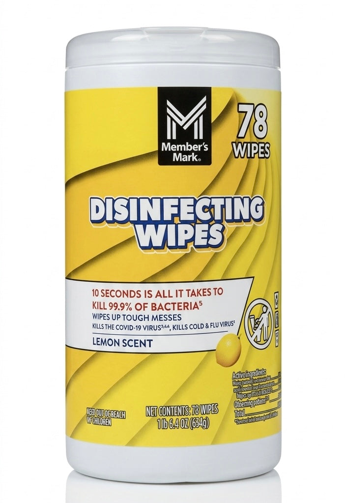 Member's Mark Disinfecting Wipes, Lemon Scent - 78 Wipes | Shop authentic international groceries from the USA, UK & Asia in Ghana. Get your favorite snacks, cereals, sauces, and household essentials delivered fast in Accra and across Ghana. Same-day delivery available. WhatsApp: 055-354-7661