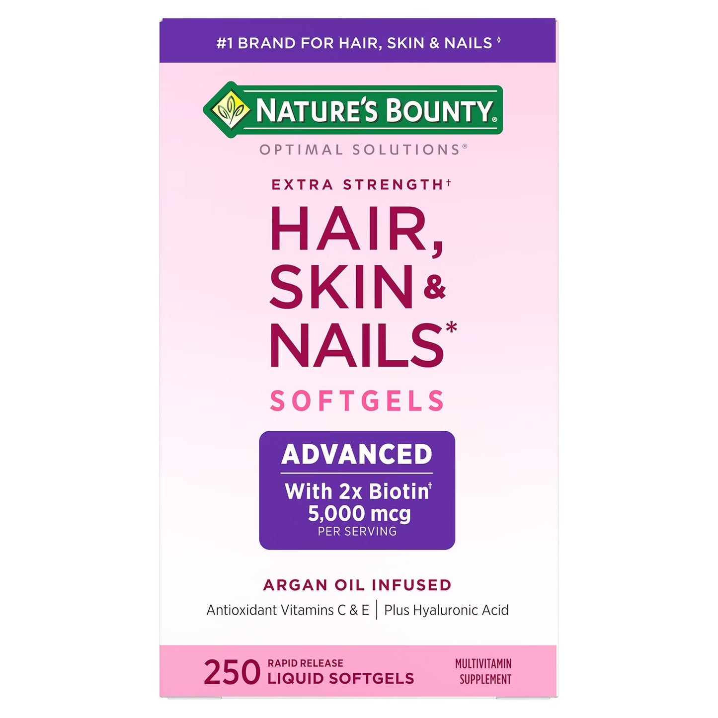 Nature's Bounty Optimal Solutions Advanced Hair, Skin & Nails Softgels - 250 ct