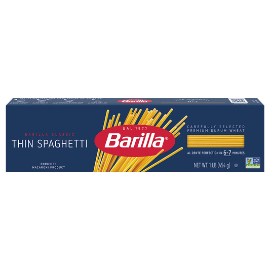 Barilla Pasta Thin Spaghetti - 454 g | Buy American, UK & Asian Groceries in Ghana | Fast Delivery in Accra & Nationwide
Shop authentic international groceries from the USA, UK & Asia in Ghana. Get your favorite snacks, cereals, sauces, and household essentials delivered fast in Accra and across Ghana. Same-day delivery available. WhatsApp: 055-354-7661