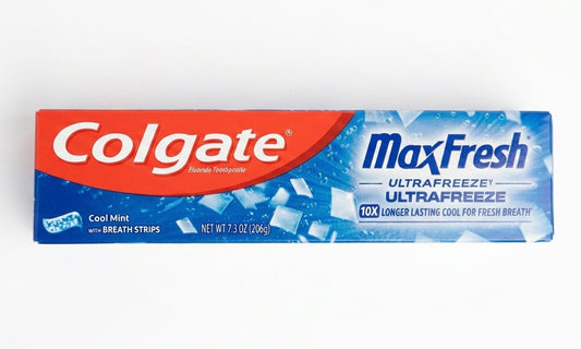 Colgate MaxFresh Toothpaste with Mini Breath Strips, Cool Mint - 206 g | Shop authentic international groceries from the USA, UK & Asia in Ghana. Get your favorite snacks, cereals, sauces, and household essentials delivered fast in Accra and across Ghana. Same-day delivery available. WhatsApp: 055-354-7661