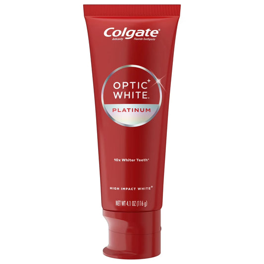 Colgate Optic White Platinum Teeth Whitening Toothpaste - 116 g | Shop authentic international groceries from the USA, UK & Asia in Ghana. Get your favorite snacks, cereals, sauces, and household essentials delivered fast in Accra and across Ghana. Same-day delivery available. WhatsApp: 055-354-7661