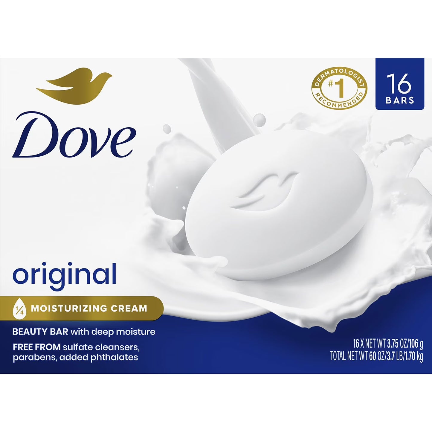 Dove Original Beauty Bar Soap - 16 Bars | Shop authentic international groceries from the USA, UK & Asia in Ghana. Get your favorite snacks, cereals, sauces, and household essentials delivered fast in Accra and across Ghana. Same-day delivery available. WhatsApp: 055-354-7661