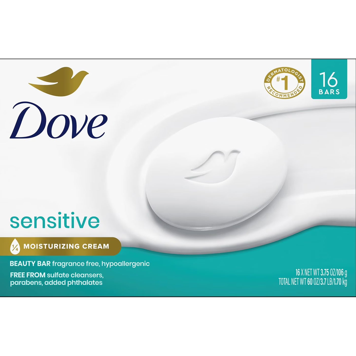 Dove Sensitive Skin Beauty Bar Soap - 16 Bars | Shop authentic international groceries from the USA, UK & Asia in Ghana. Get your favorite snacks, cereals, sauces, and household essentials delivered fast in Accra and across Ghana. Same-day delivery available. WhatsApp: 055-354-7661