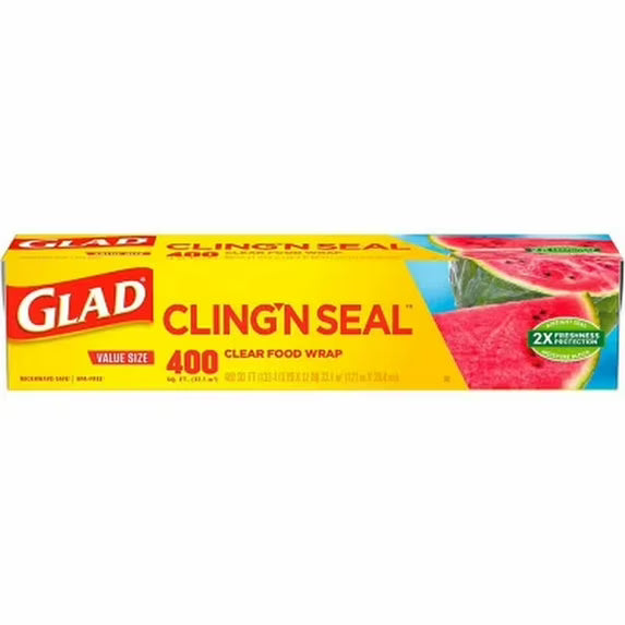 Glad Cling 'N Seal Clear Plastic Food Wrap 400 sq. ft./roll - 1 roll | Shop authentic international groceries from the USA, UK & Asia in Ghana. Get your favorite snacks, cereals, sauces, and household essentials delivered fast in Accra and across Ghana. Same-day delivery available. WhatsApp: 055-354-7661