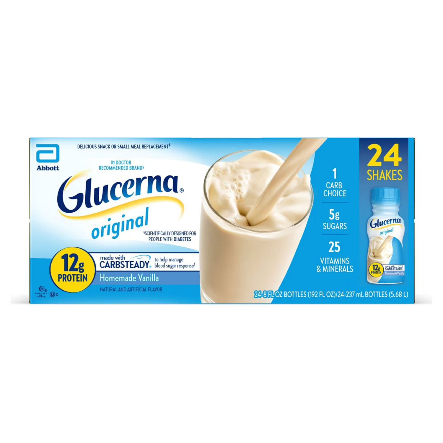 Glucerna 12g Protein Small Meal Replacement Shake, Homemade Vanilla - 24 pk | Shop authentic international groceries from the USA, UK & Asia in Ghana. Get your favorite snacks, cereals, sauces, and household essentials delivered fast in Accra and across Ghana. Same-day delivery available. WhatsApp: 055-354-7661