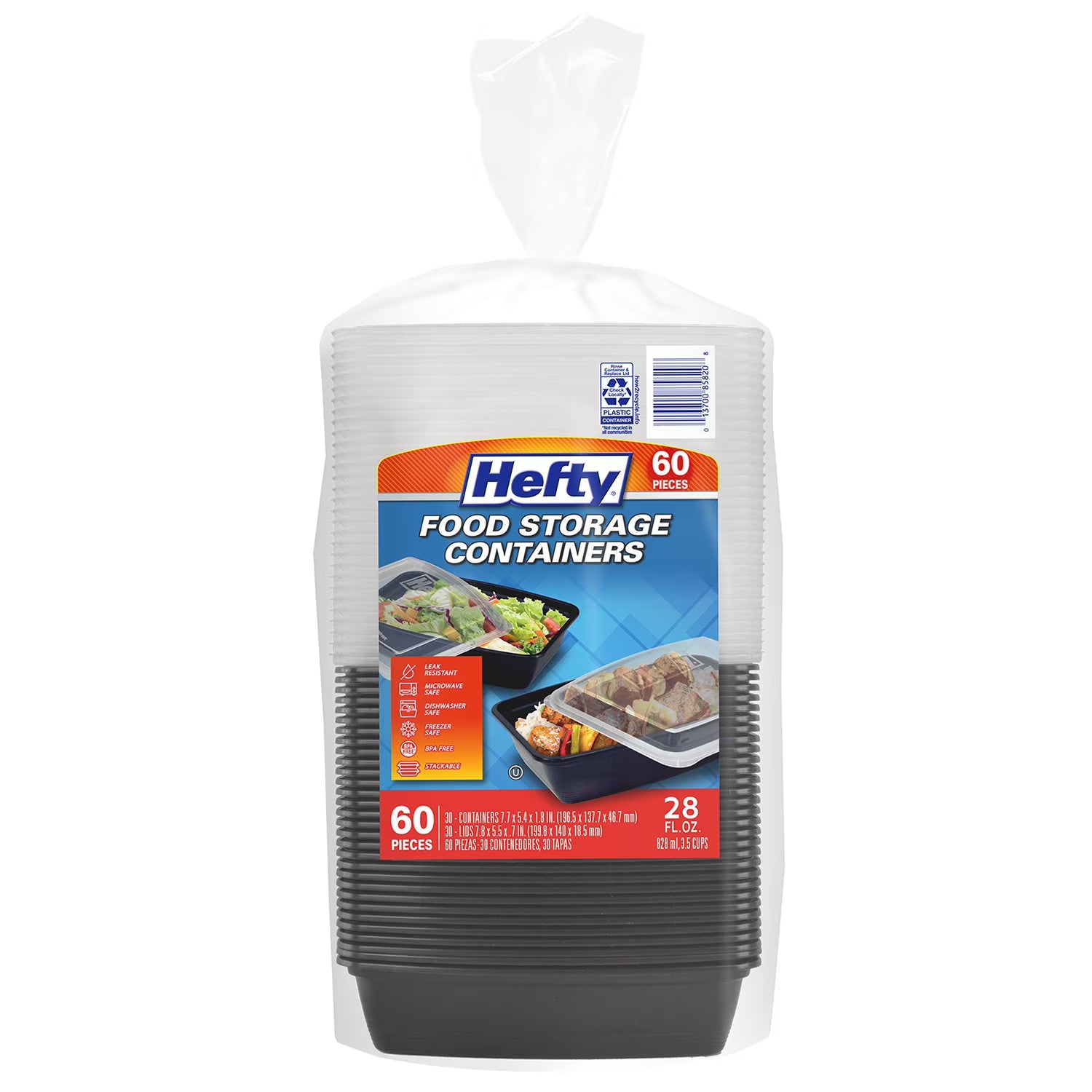 Hefty Food Storage Containers with Lids, 828ml - 30 Containers, 30 Lids | Shop authentic international groceries from the USA, UK & Asia in Ghana. Get your favorite snacks, cereals, sauces, and household essentials delivered fast in Accra and across Ghana. Same-day delivery available. WhatsApp: 055-354-7661