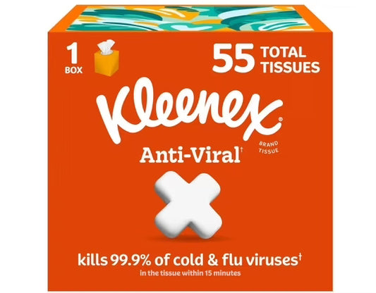 Kleenex Anti-Viral Facial Tissues - 55 tissues/box | Shop authentic international groceries from the USA, UK & Asia in Ghana. Get your favorite snacks, cereals, sauces, and household essentials delivered fast in Accra and across Ghana. Same-day delivery available. WhatsApp: 055-354-7661