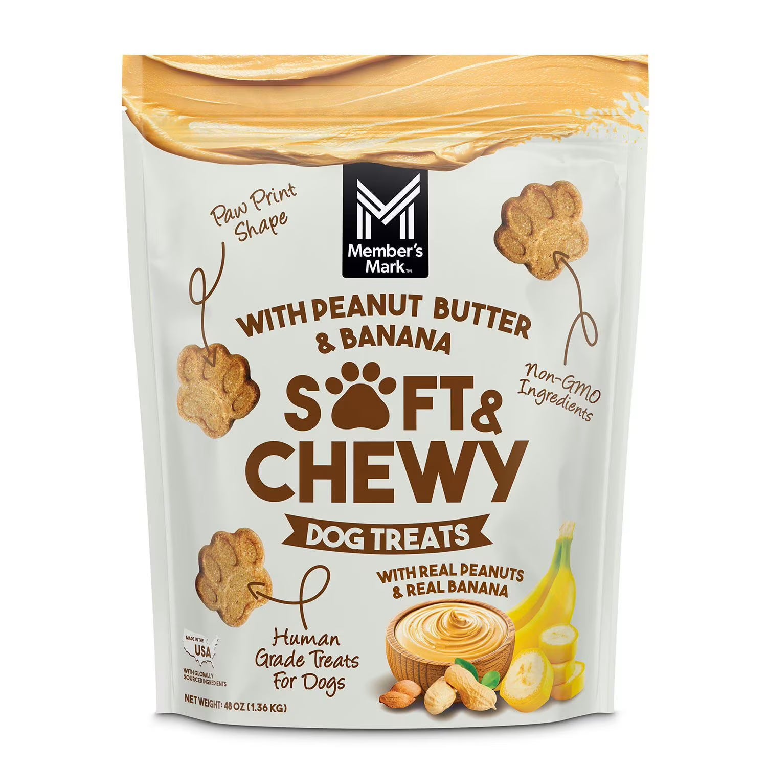 Member's Mark Peanut Butter & Banana Soft & Chewy Dog Treats - 1.36 kg | Shop authentic international groceries from the USA, UK & Asia in Ghana. Get your favorite snacks, cereals, sauces, and household essentials delivered fast in Accra and across Ghana. Same-day delivery available. WhatsApp: 055-354-7661