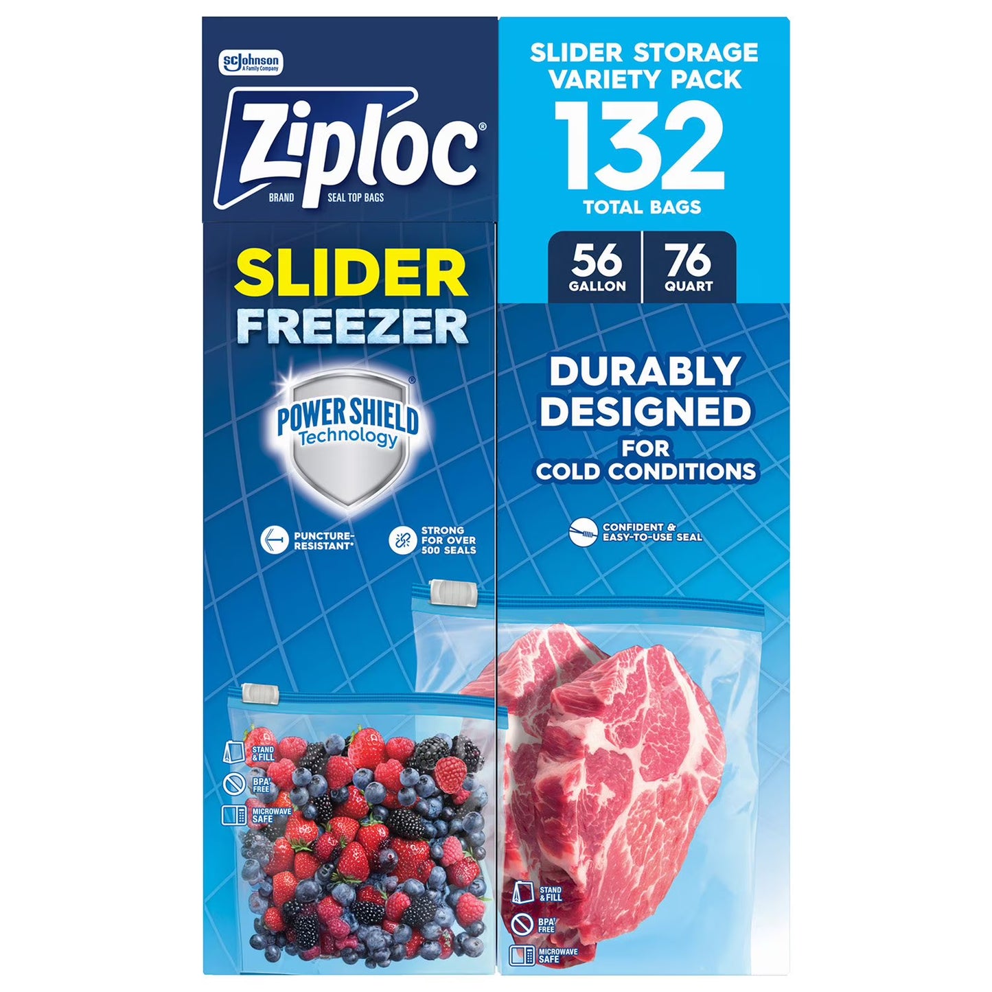 Ziploc Slider Freezer Bags, Variety Pack - 132 ct | Shop authentic international groceries from the USA, UK & Asia in Ghana. Get your favorite snacks, cereals, sauces, and household essentials delivered fast in Accra and across Ghana. Same-day delivery available. WhatsApp: 055-354-7661