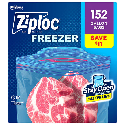 Ziploc Stay Open Design Gallon Freezer Bags - 152 ct. | Shop authentic international groceries from the USA, UK & Asia in Ghana. Get your favorite snacks, cereals, sauces, and household essentials delivered fast in Accra and across Ghana. Same-day delivery available. WhatsApp: 055-354-7661